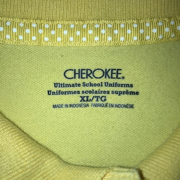 CHEROKEE polo top yellow short sleeve button collar school uniform top size XL - Picture 3 of 4
